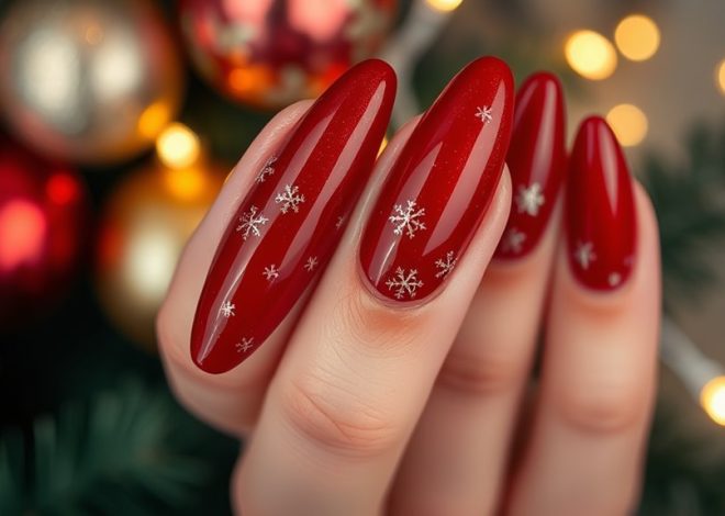 Almond Christmas Nails- Sleek & Festive