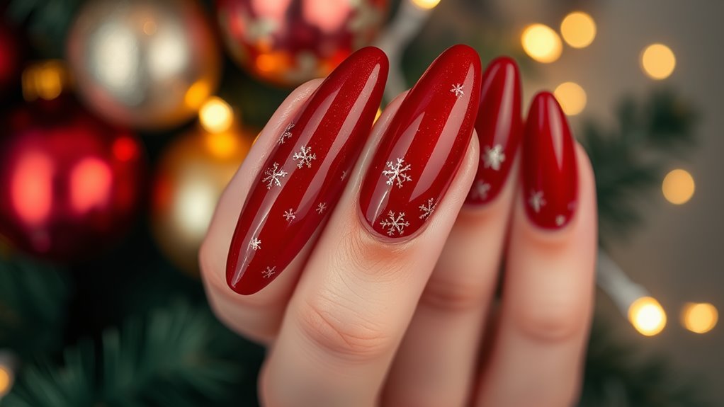 Almond Christmas Nails- Sleek & Festive