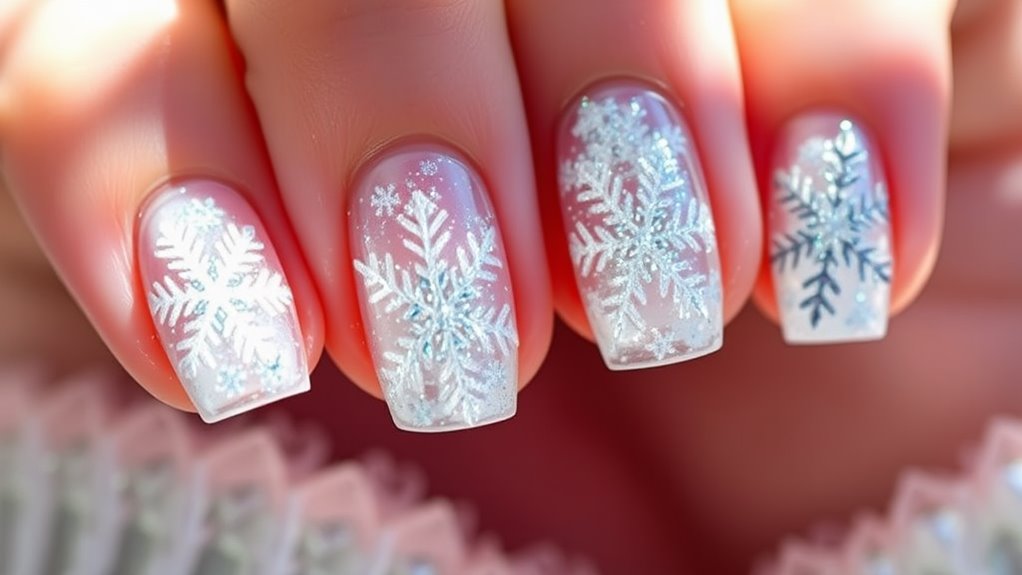 Encapsulated Snowflake Nails- A Frosty Trend