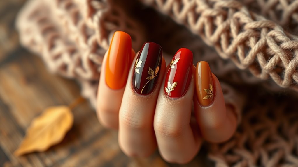 Fall Almond Nails- Cozy Autumn Tones