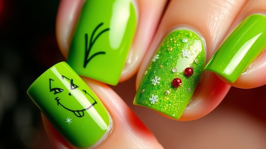 Grinch Nails- Fun Holiday Mischief